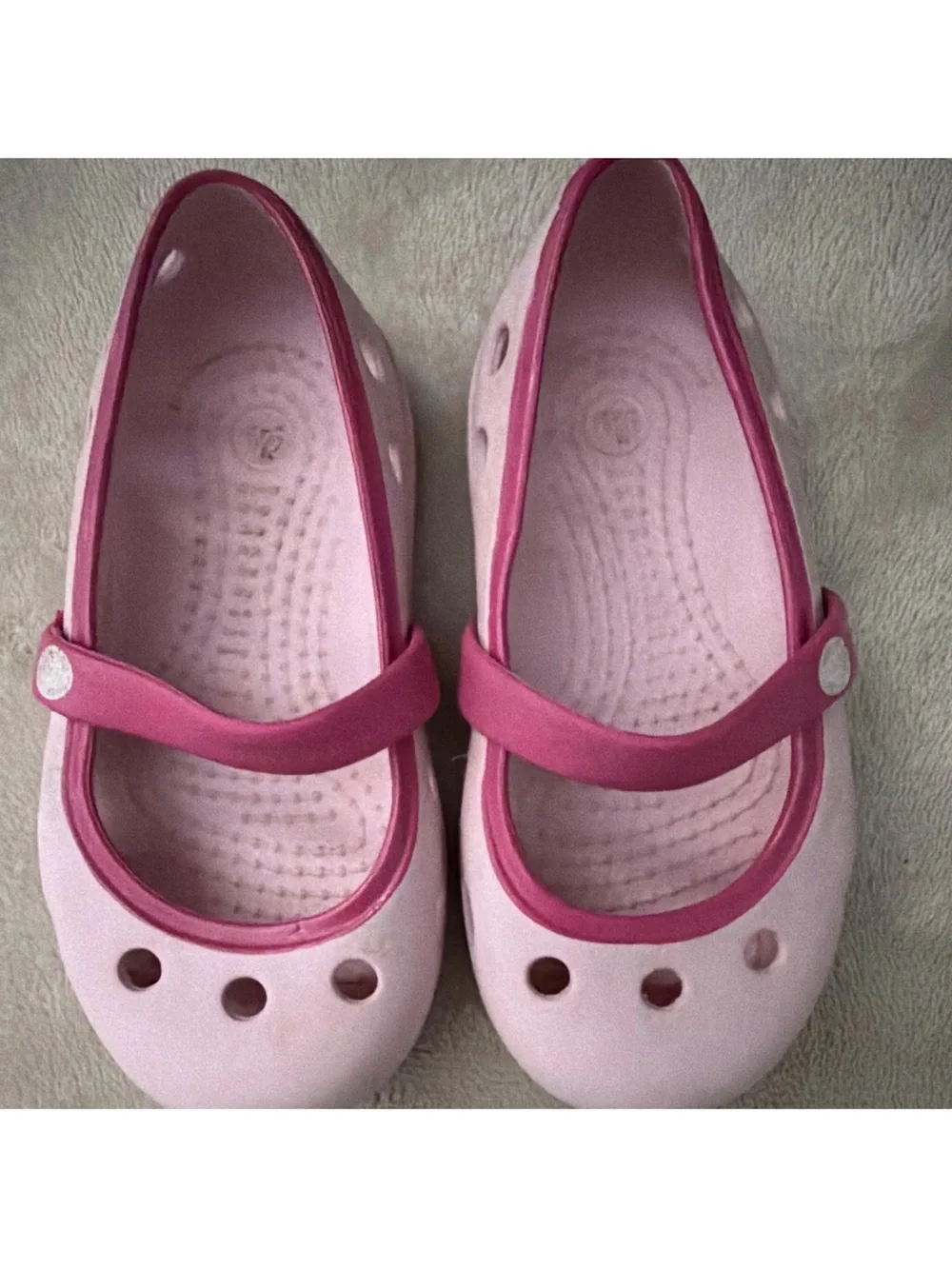 CROCS Pink Slip-On Mary Jane Shoes, Toddler Size 6